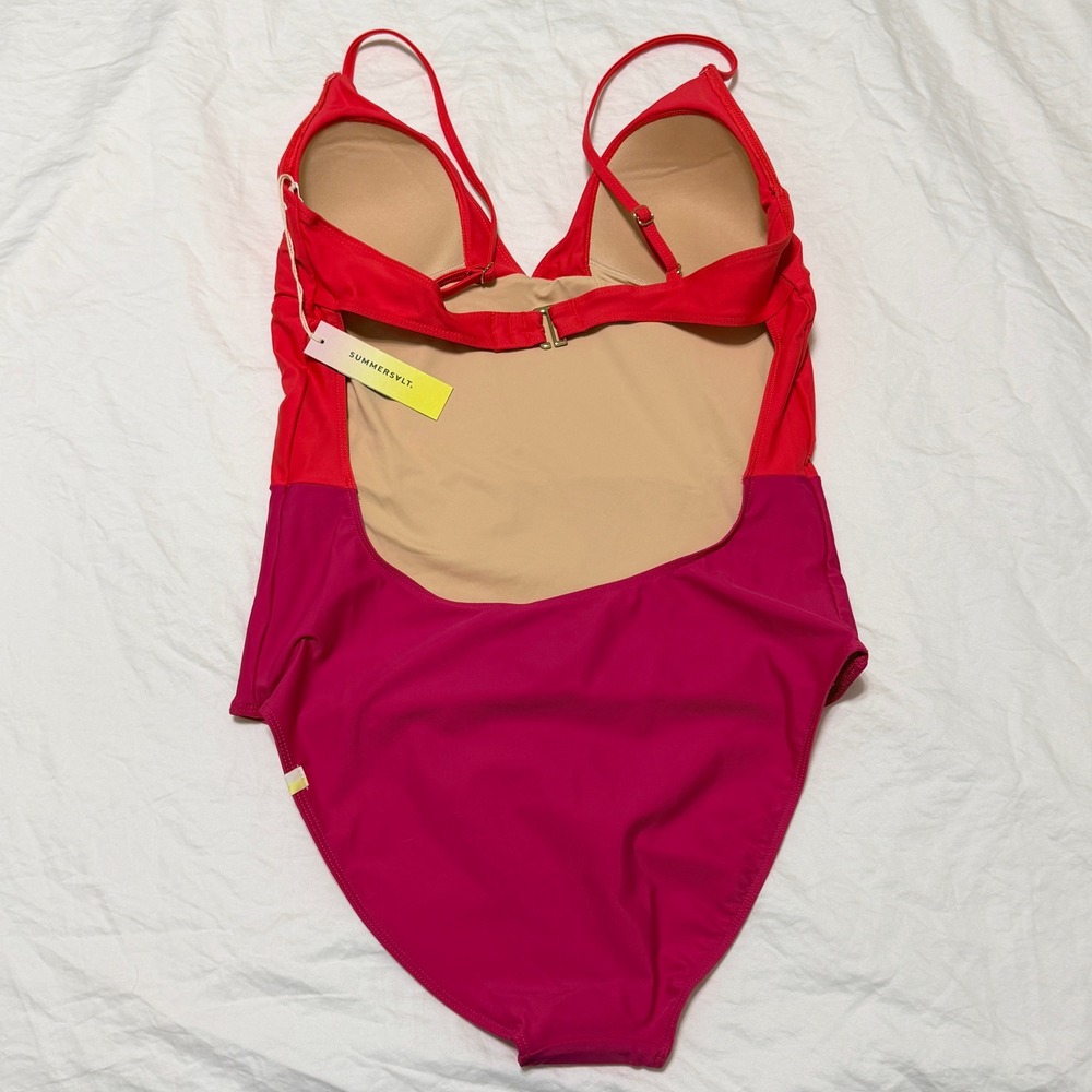 Summersalt The Wave One Piece Swimsuit Red Pink Colorblock Size 12 NWT - Picture 3 of 15